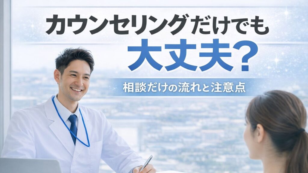 AGAのカウンセリングで相談だけでも可能か悩む女性と医師の相談シーン