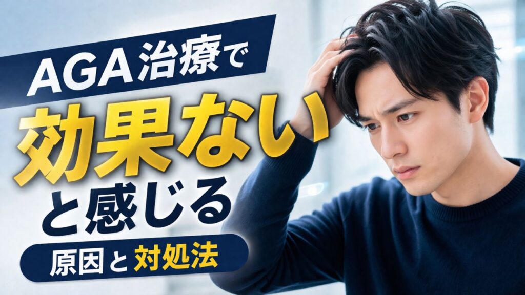 AGA治療で効果ないと感じる男性の悩みと原因・対処法を解説したイメージ
