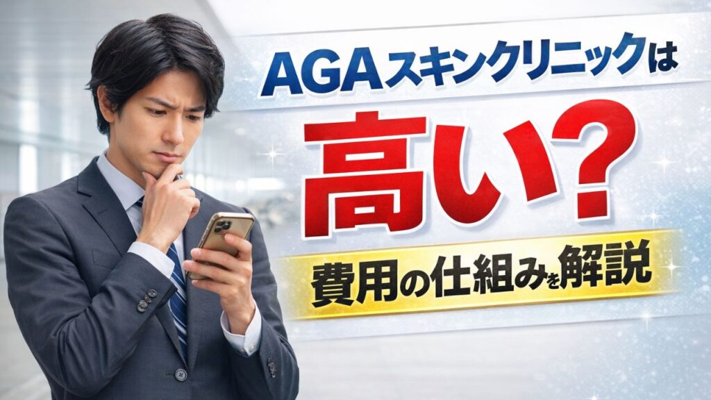 AGAスキンクリニックの費用が高いか悩む男性のアイキャッチ画像