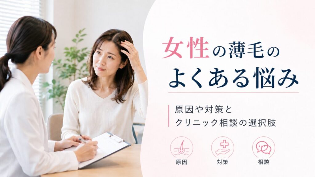 女性の薄毛の悩みについて、医師に相談する女性
