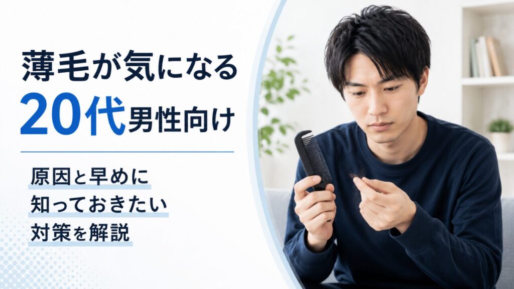 20代男性が薄毛や抜け毛の原因と対策について悩んでいるイメージ